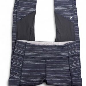 Lululemon Pace Rival Crop Leggings – Cyber Stripe Naval Blue Size 6